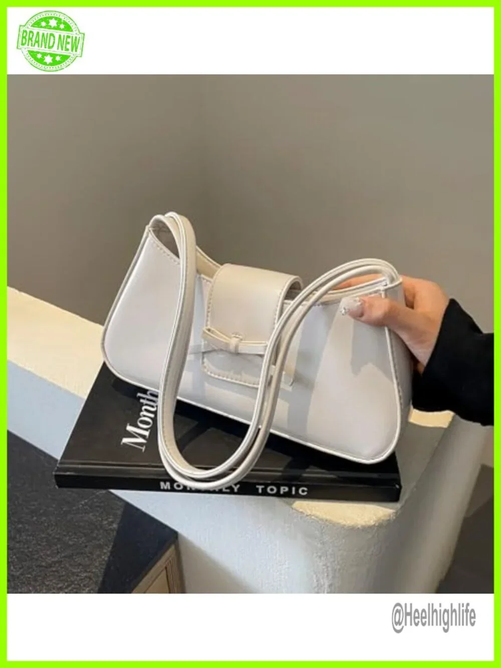 Patent Leather Hobo Handbag Y2K Bow Purse Shoulder Bag Clutch